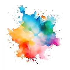 Colorful watercolor stain on white background