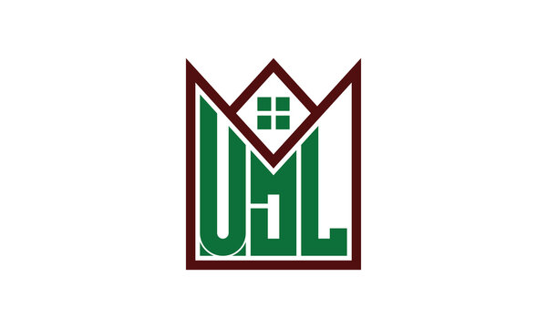 UDL initial letter real estate builders logo design vector. construction, housing, home marker, property, building, apartment, flat, compartment, business, corporate, house rent, rental, commercial