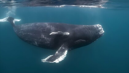 A Right Whale Calf Learning To Swim Alongside Its