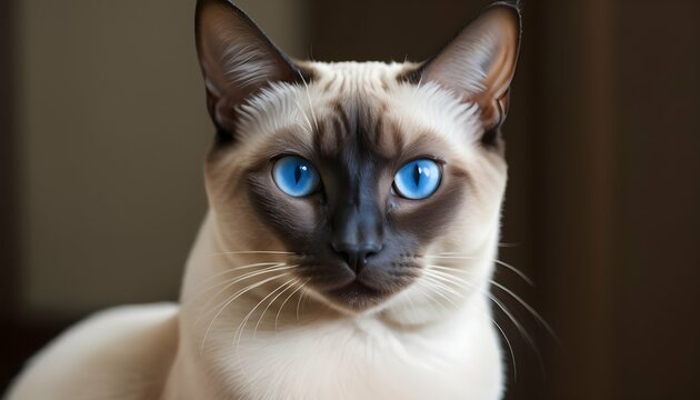 A Regal Siamese Cat With Blue Almond Shaped Eyes