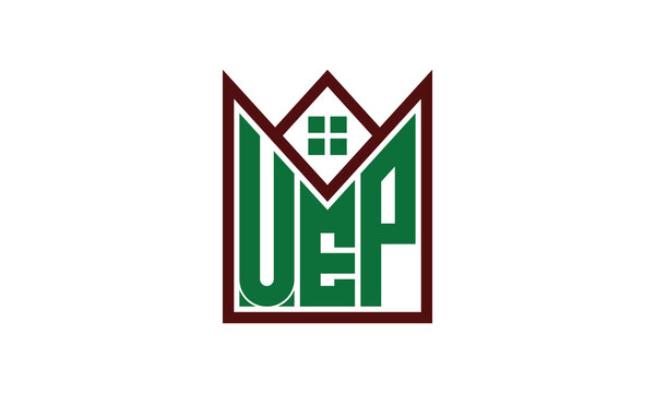 UEP initial letter real estate builders logo design vector. construction, housing, home marker, property, building, apartment, flat, compartment, business, corporate, house rent, rental, commercial