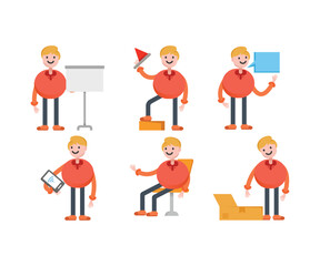 boy character icons in various poses vector illustration