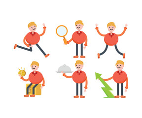 boy character icons in various poses vector illustration