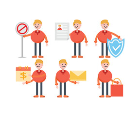 boy character icons in various poses vector illustration