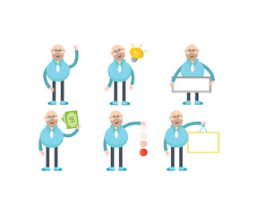 bald businessman characters set vector illustration