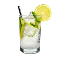 An Isolated Gin and Soda Cocktail Drink, Transparent Background, PNG