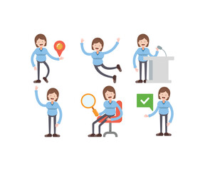 girl students in various poses vector illustration