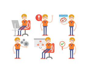 geek woman characters in various poses set vector illustration