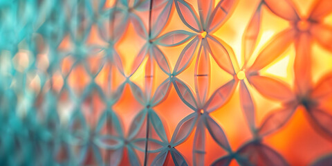 Abstract paper flower wall art with gradient colors and geometric patterns