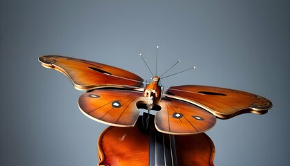 A Butterfly Perched On The Edge Of A Violin - obrazy, fototapety, plakaty