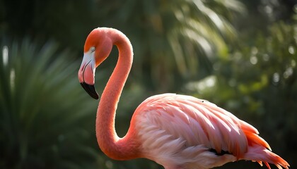 A Flamingo With Its Vibrant Feathers Catching The