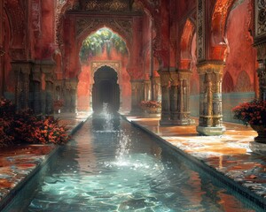  Tranquil fountains in the Dreaming Saffron Palace