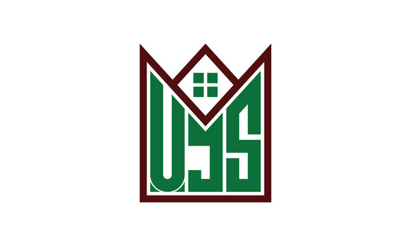 UJS initial letter real estate builders logo design vector. construction, housing, home marker, property, building, apartment, flat, compartment, business, corporate, house rent, rental, commercial