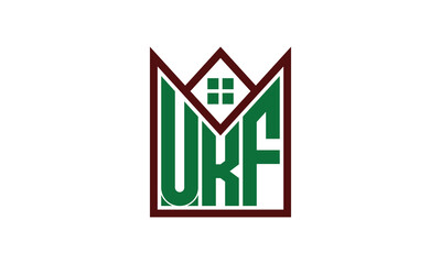 UKF initial letter real estate builders logo design vector. construction, housing, home marker, property, building, apartment, flat, compartment, business, corporate, house rent, rental, commercial - obrazy, fototapety, plakaty