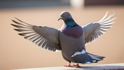 A Pigeon With Its Feathers Fluttering In The Wind