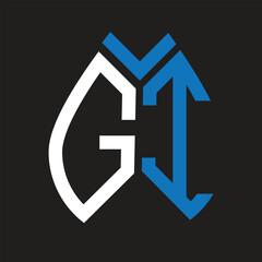GI letter logo design on black background. GI creative initials letter logo concept. GI letter design.

