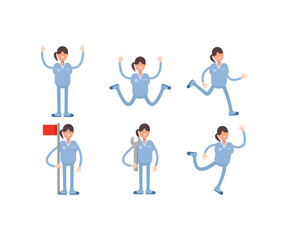 Fototapeta na wymiar woman nurse characters in various poses icons set vector illustration