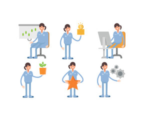 woman nurse characters in various poses icons set vector illustration