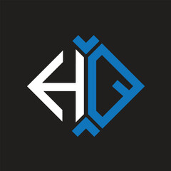HQ letter logo design on black background. HQ creative initials letter logo concept. HQ letter design.
