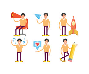 male characters set vector illustration