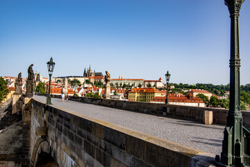 Fototapeta na wymiar Beautiful Charles River in the morning. Prague, Czech Republic