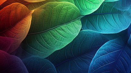 Obraz premium Green leaves pattern, nature illustration