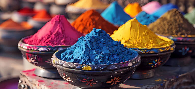 colorful powder in bowls