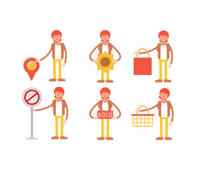 man characters in various poses vector illustration