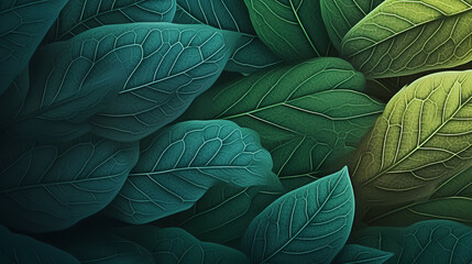 Green leaves pattern, nature illustration