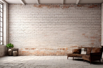 White old industrial brick background. Wall of building material close-up. Copy ad text space for site