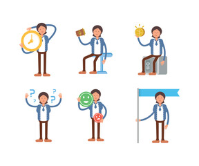 businesswoman characters in various poses illustration