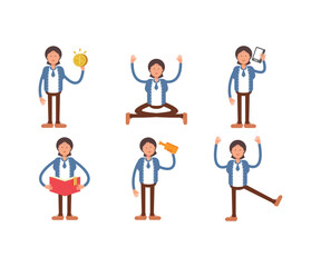 businesswoman characters in various poses illustration