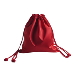 Red Drawstring Bag Illustration Art on a Transparent Background Generative AI