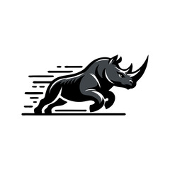 Rhino vector logo stock. Vector illustration of a silhouette of a rhino standing on isolated white background