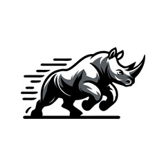 Rhino vector logo stock. Vector illustration of a silhouette of a rhino standing on isolated white background