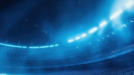 Fototapeta na wymiar Wypełniony niebieskimi światłami stadion tworząc niezwykłą scenerię.