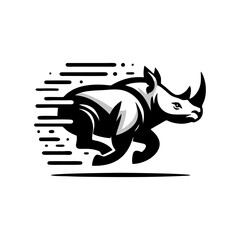 Rhino vector logo stock. Vector illustration of a silhouette of a rhino standing on isolated white background