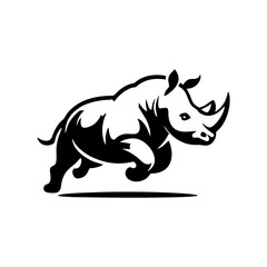 Rhino vector logo stock. Vector illustration of a silhouette of a rhino standing on isolated white background