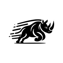 Rhino vector logo stock. Vector illustration of a silhouette of a rhino standing on isolated white background