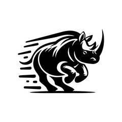 Rhino vector logo stock. Vector illustration of a silhouette of a rhino standing on isolated white background