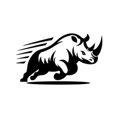 Rhino vector logo stock. Vector illustration of a silhouette of a rhino standing on isolated white background