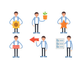 office worker characters set vector illustration