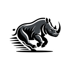 Rhino vector logo stock. Vector illustration of a silhouette of a rhino standing on isolated white background