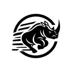 Rhino vector logo stock. Vector illustration of a silhouette of a rhino standing on isolated white background