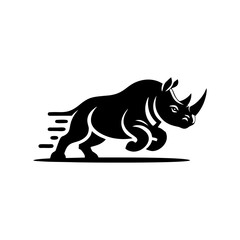 Rhino vector logo stock. Vector illustration of a silhouette of a rhino standing on isolated white background