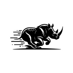 Rhino vector logo stock. Vector illustration of a silhouette of a rhino standing on isolated white background © Dhika