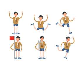 Naklejka premium boy student characters set vector illustration