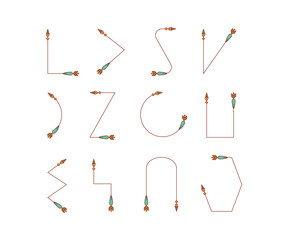 Obraz premium decorative arrows set in bohemian style illustration