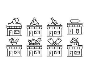 shop and store line icons vector illustration