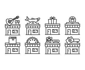 shop and store line icons vector illustration